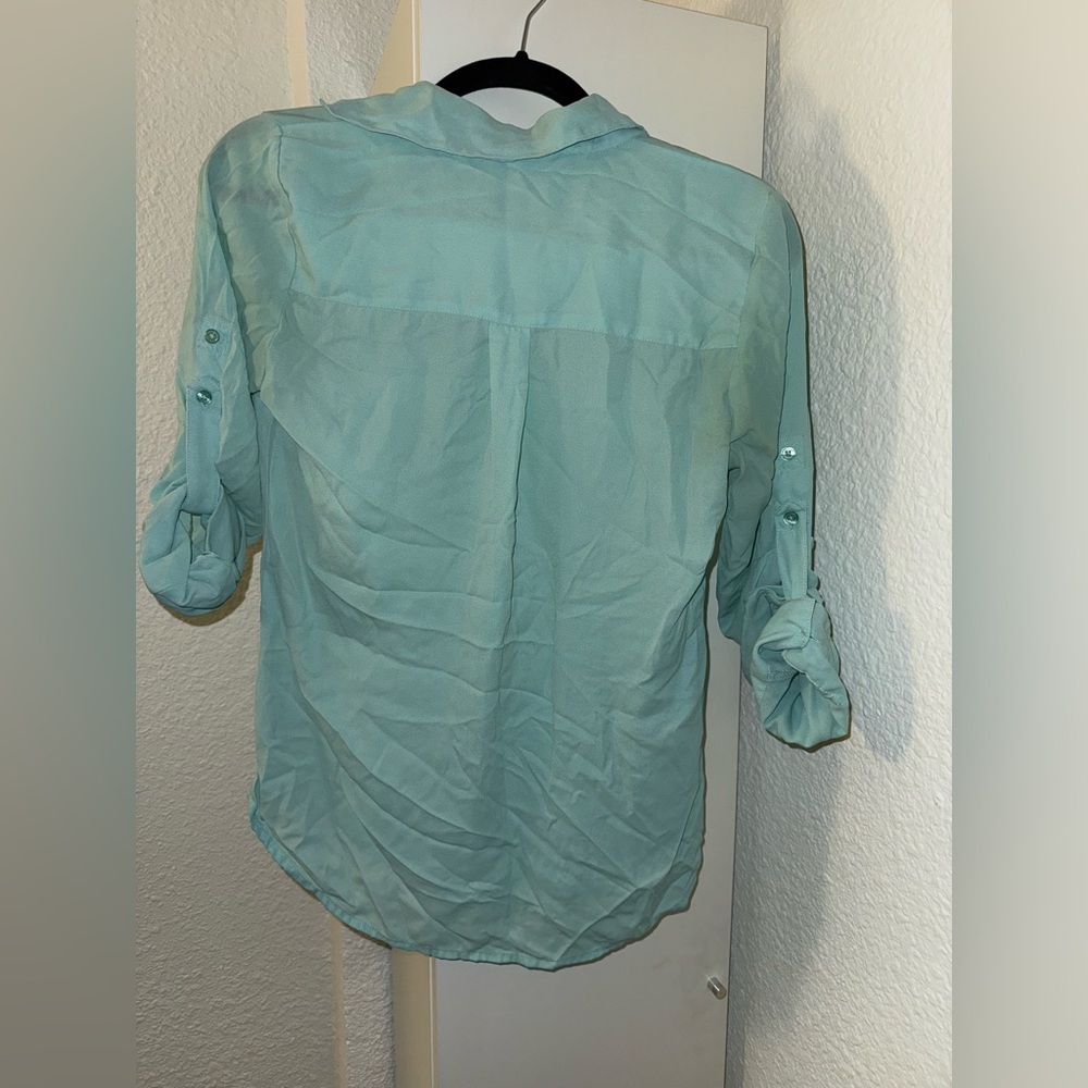 Express Turquoise Button-Down Shirt - Picture 5 of 7